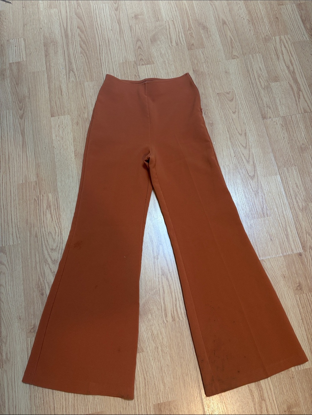 Rust Orange Flared Knit Pants - Picture 1 of 4